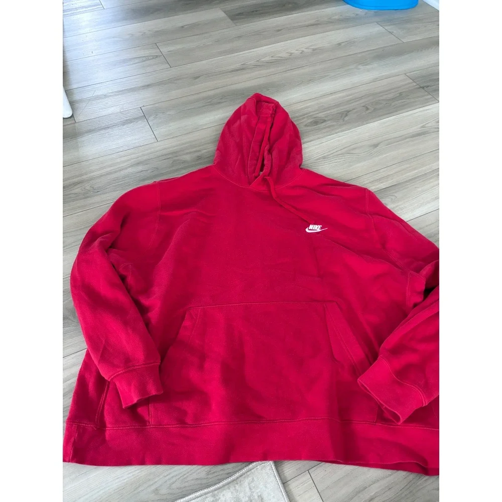 Nike Sportswear Club Fleece Hoodie Mens 3XL Red Pullover Sweatshirt BV2654-657